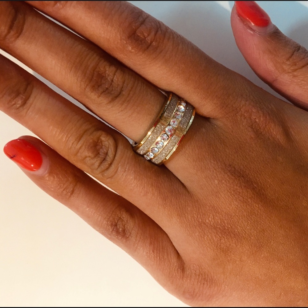 Vintage silver studded thick band ring